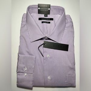 Synrgy Performance Mens Plaid Mini Grid Button Long Sleeve Shirt Sz 18.5 37/38‎